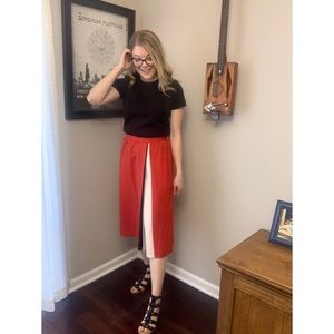 Vintage Linen Color Blocked Skirt